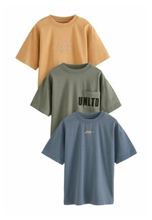 RELAXED FIT WASHED SHORT SLEEVE 3 PACK  - Tričko s potlačou - blue green yellow