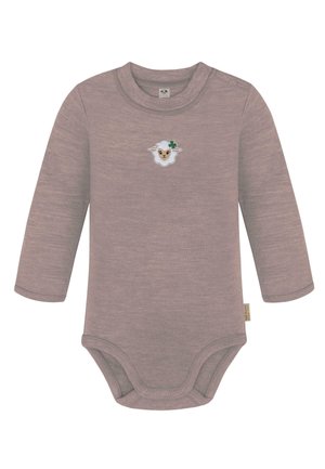 UNISEX MERINO WINTER LANGARM BODY STRAMPLER MIT KNOPF BODYSUIT EINTEILER 100 % MERINOWOLLE - Body - rosa