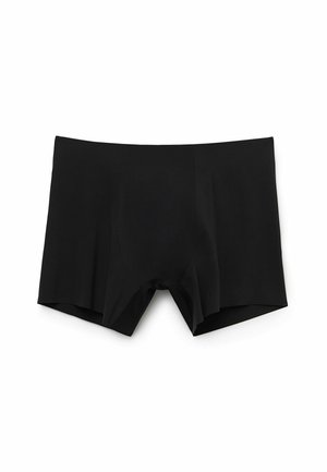 Bóxers negros hechos de una tela suave; cuentan con una cinturilla cómoda, piernas cortas y un bolsillo contorneado para soporte.