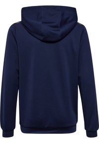 Kapuzensweatshirt in Marineblau mit strukturiertem Stoff, gerippten Ärmelbündchen und Rückennahtdetails. Verfügt über ein minimalistisches Design ohne zusätzliche Akzente.