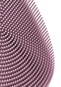 Curved grid of parallel lavender cylindrical rods with shadowed gaps, creating a wave-like pattern on a white background.