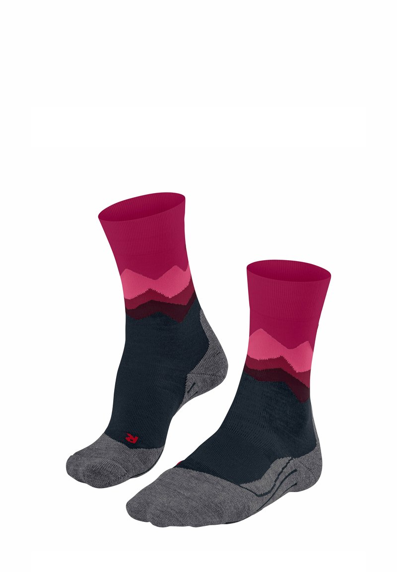 Calzini di lunghezza media con un design gradiente che va dal rosa al grigio scuro. Realizzati in un materiale morbido e traspirante con punta e tallone rinforzati.