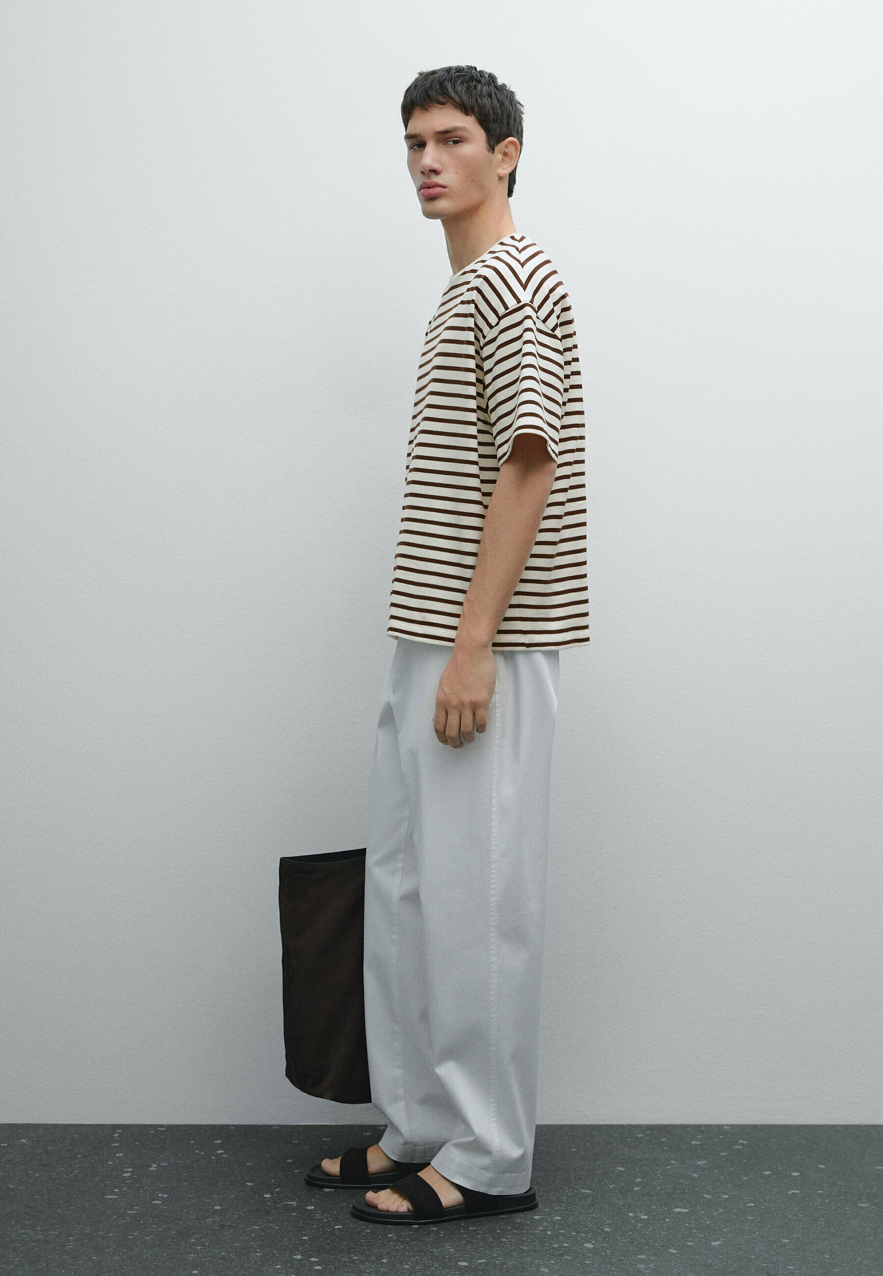 ★日本未入荷*Massimo Dutti*新作*STRIPED Tシャツ/WH★ 100% linen short sleeve T-shirt · Cream, Moss Green, Black