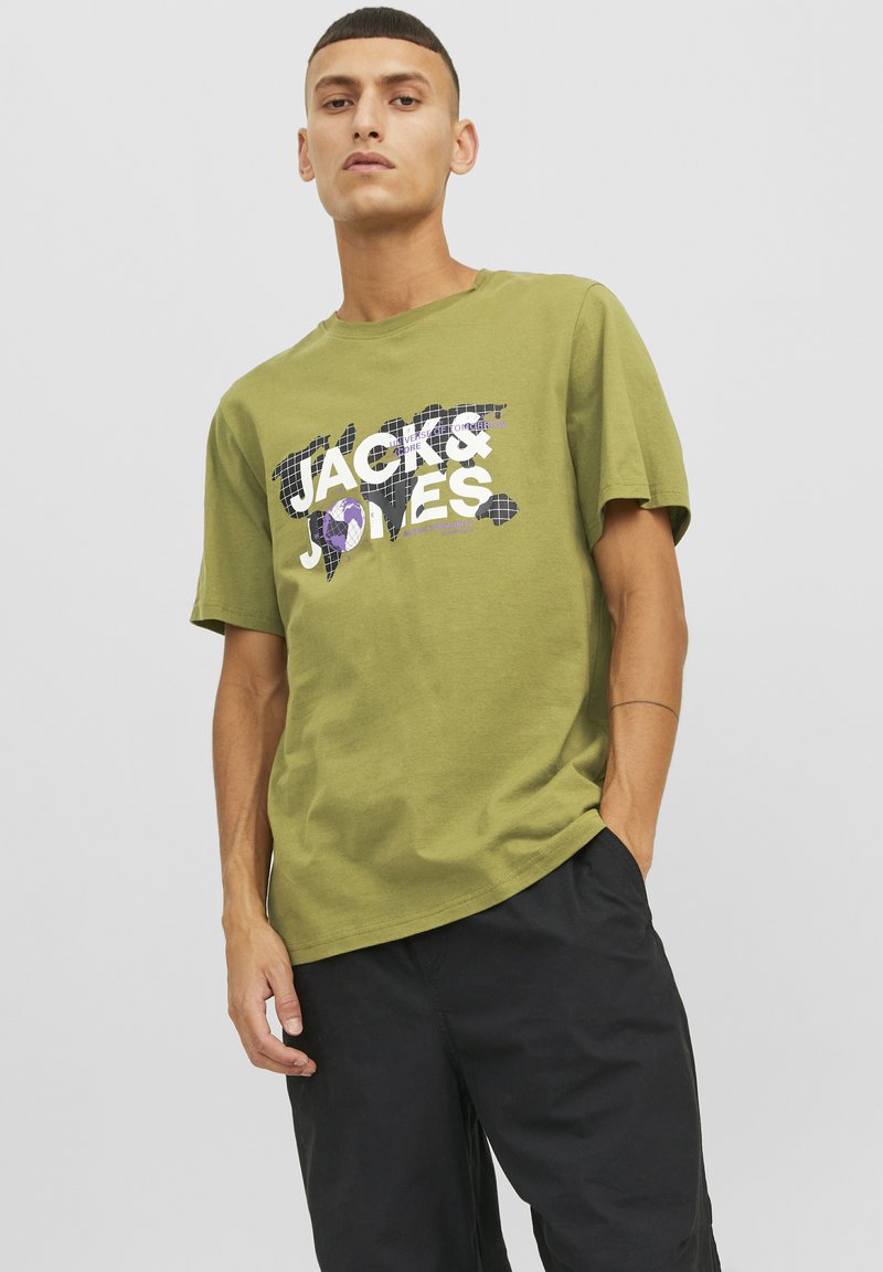 Jack & Jones - JCODUST CREW NECK - T-shirt imprimé - olive branch, Agrandir