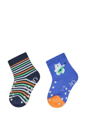 Sterntaler, ABS KRABBELSOCKEN 2ER PACK BÄR UND RINGEL MIT INNENFROTTEE UNISEX - Socks - kobaltblau