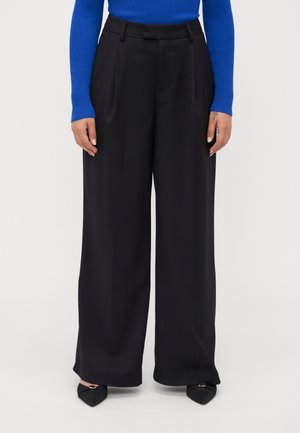 HIGH WAIST TROUSERS - Auduma bikses - black