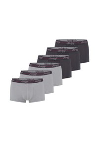 Boxer in grigio e grigio scuro. Materiale in cotone, elastico in vita con logo "sloggi", design con tasca frontale, sei pezzi nella confezione.
