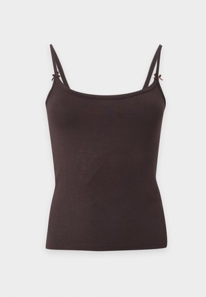 Gina Tricot, SOFT STRAP PIPING SINGLET - Πάνω μέρος πιτζάμας - dark brown