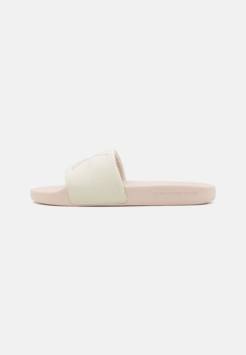 Calvin Klein Jeans SLIDE MONOGRAM  - Iešļūcenes - creamy white/whisper pink