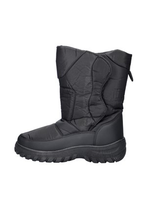 Zwarte geïsoleerde laars met doorgestikte nylon bovenkant, rubberen zool, ronde neus en textielen voering. Voorzien van een achterste aantreklip voor gemakkelijk dragen.