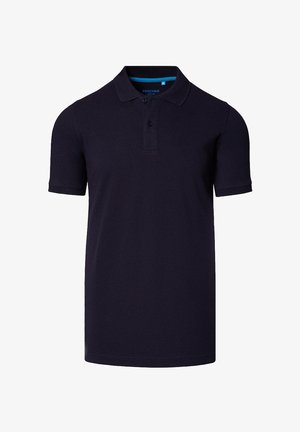 Granatowa koszulka polo z teksturowanej mieszanki bawełny, z kołnierzykiem, trzema guzikami na przodzie i logo wyszytym wewnątrz dekoltu.