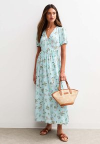 New Look - GINGHAM CHECK FLORAL WRAP MIDI - Jurk - blue pattern Miniatuurafbeelding 1