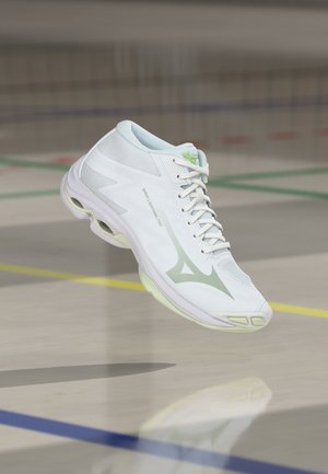 Mizuno WAVE LIGHTNING PRO MID - Volleyballschuh - white/aqua gray/ambrosia