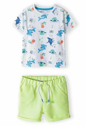 SHORT SLEEVE AND SHORTS SET - Shorts - neon yellow/white