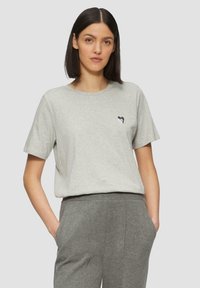 s.Oliver MIT MINIMALISTISCHER STICKEREI - Lihtne T-särk - grau meliert