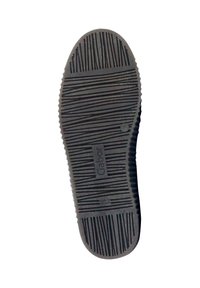 Semelle de chaussure en caoutchouc noire présentant un motif de semelle texturé avec des rainures horizontales et verticales, marqué du logo "Gabor".