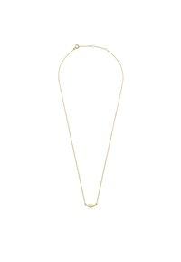 Gouden hangerketting met een delicate ketting. Bevat een klein, gebogen hangerontwerp. Glad oppervlak en lichte constructie.