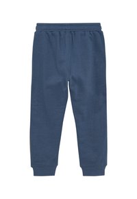 Lässige blaue Sweatpants aus weicher Baumwolle. Mit elastischem Bund, gerippten Bündchen und glatter Textur. Keine Taschen oder Muster.