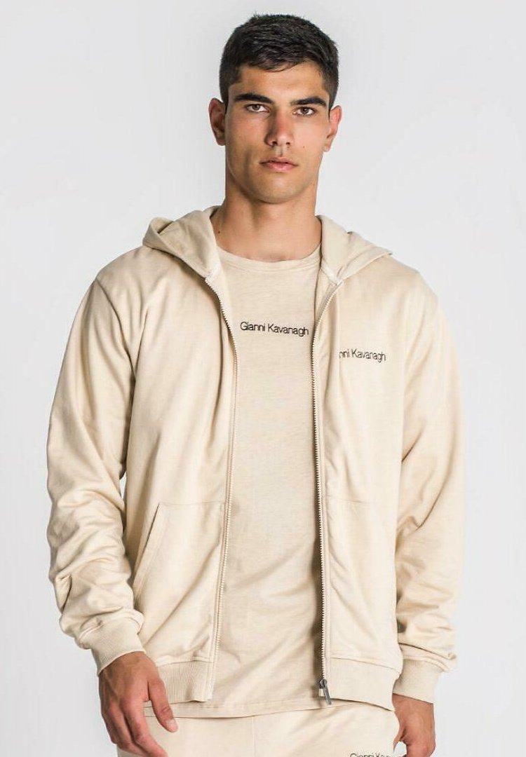 Gianni kavanagh essential micro zip up sweatshirt beige zalando