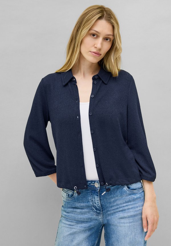 LEICHTE CREPE - Strickjacke - blau
