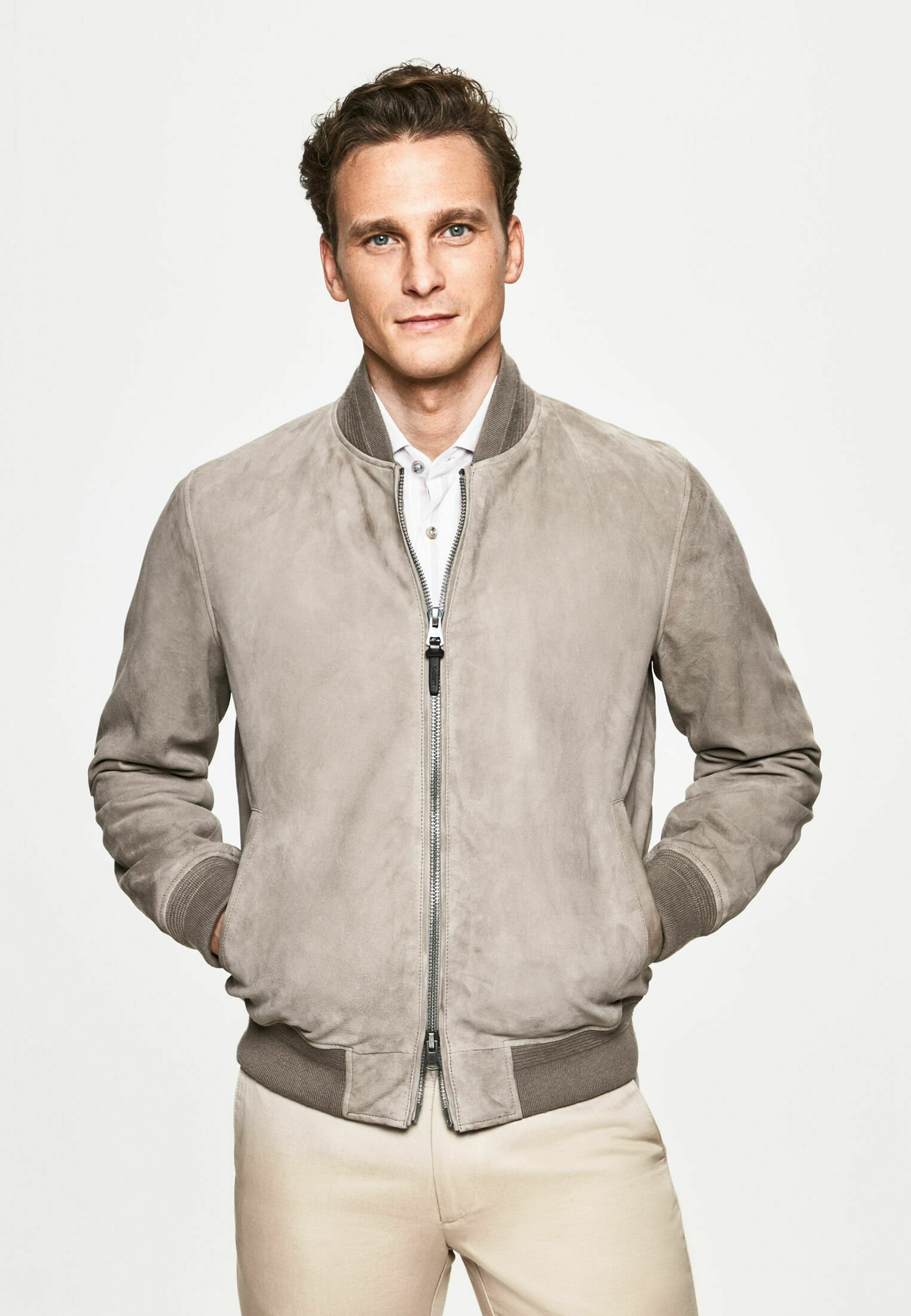 Hackett London Chaqueta de cuero - grey/gris - Zalando.es