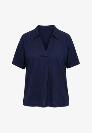 Ulla Popken, POLO COLLAR SHORT SLEEVE T-SHIRT BLOUSE - Blůza - marine