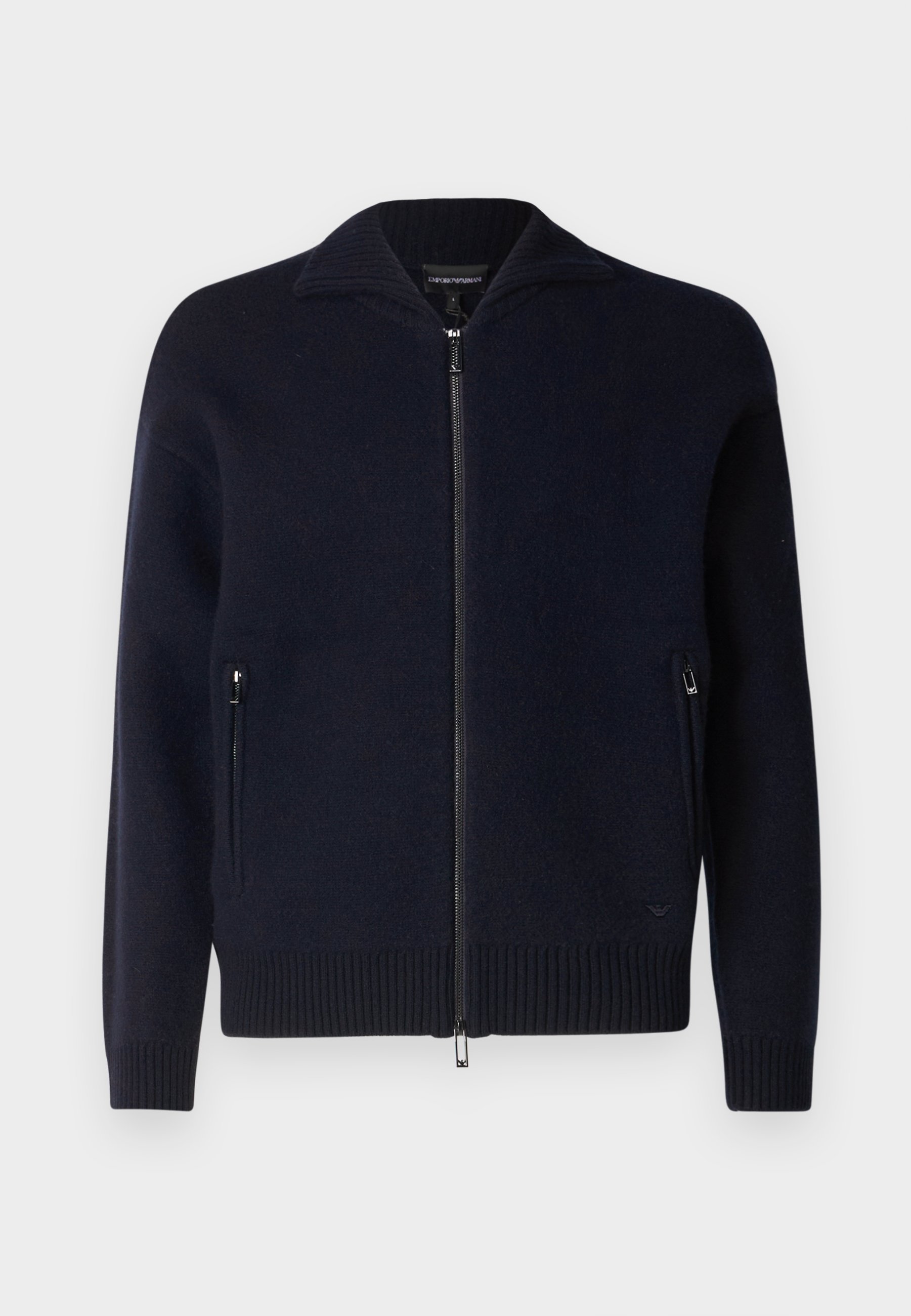 トップス EMPORIO ARMANI Navy Cotton Knit Cardigan Armani Exchange Men's Collegiate Capsule Cotton Wool