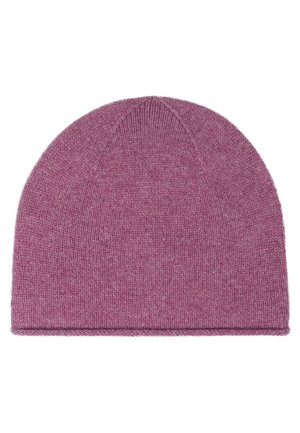 Berretto di maglia in malva heathered, caratterizzato da una texture morbida, un coroncino arrotondato e un bordo a coste. Adatto per l'abbigliamento in condizioni di freddo.