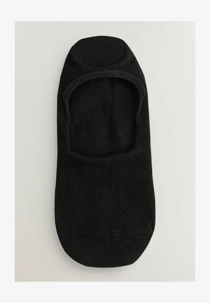 Chaussette noire au design bas, en mélange de coton, avec des côtes texturées et une zone de orteil lisse. Dotée d'un bord supérieur sans couture.