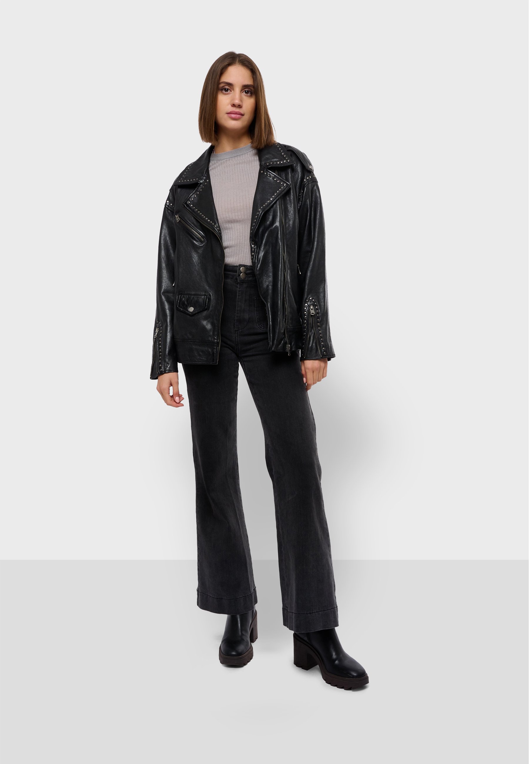 Oakwood LOULOU - Leather jacket - black - Zalando