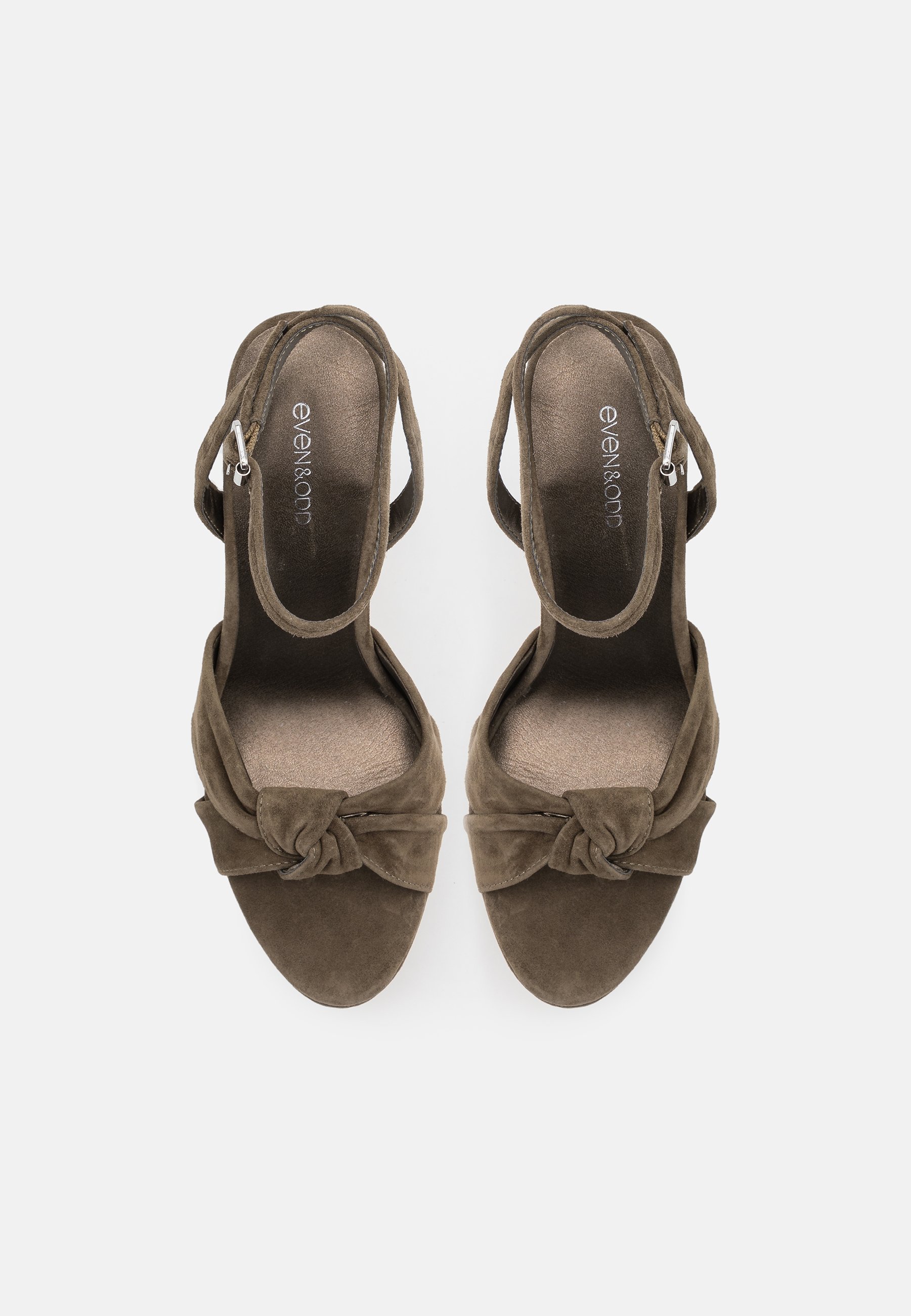Even\u0026Odd LEATHER - Sandalias de tacón - khaki/caqui - Zalando.es
