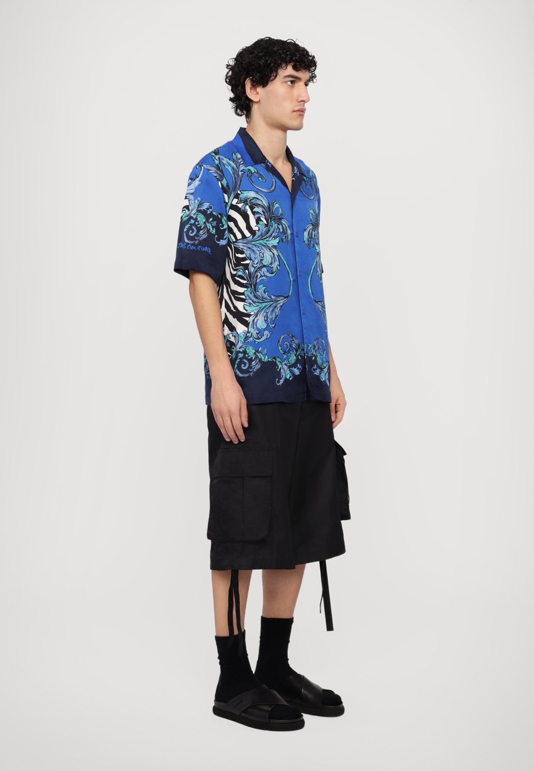 Tシャツ・カットソー VERSACE CAMICIA MC IN DENIM BAROCCO DE LA MER Versace Barocco Print Chambray Denim Shirt | eBay