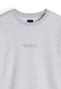 Felpa grigia chiaro con logo ricamato in una tonalità di grigio leggermente più scura. Tessuto morbido con scollo rotondo e polsini a costine.