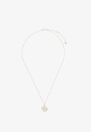 Collier chaîne en argent délicate avec un petit pendentif rond en cristal clair et une fermeture réglable.