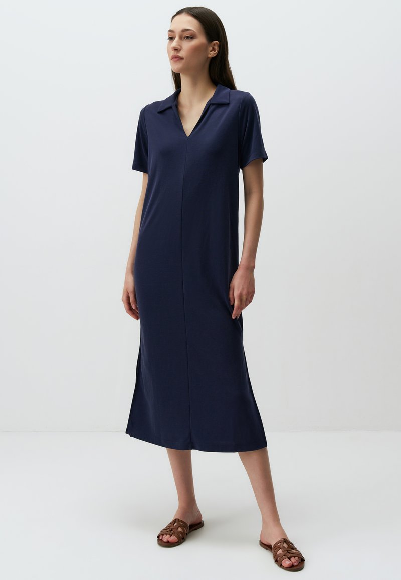 Jimmy Key SHORT SLEEVE BASIC MIDI WITH SLITS - Jerseyjurk - dark blue