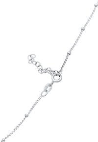 Bracciale in argento con un design delicato e accenti sferici, chiusura a moschettone e lunghezza regolabile grazie ai link.