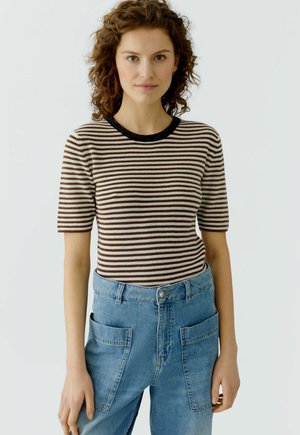 T-Shirt print - brown white