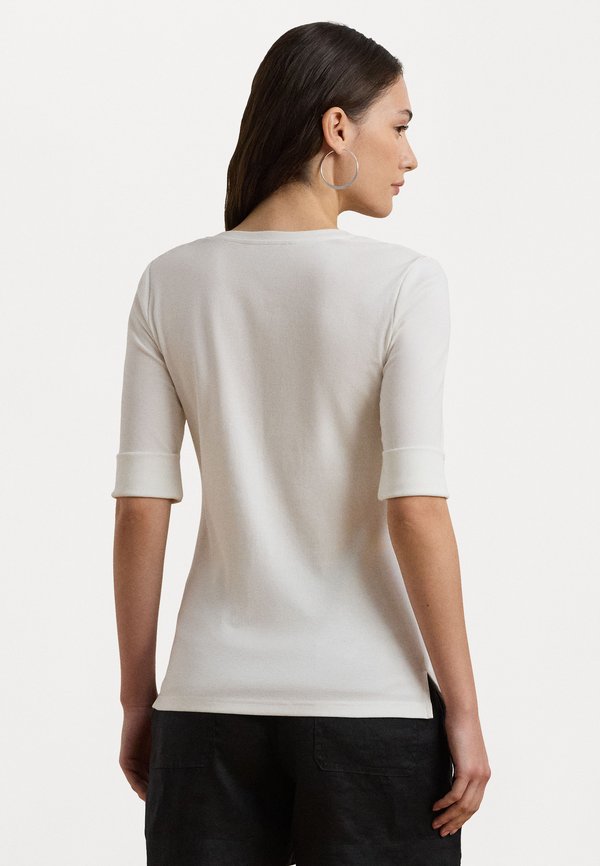 STRETCH COTTON ELBOW SLEEVE V NECK TEE - Basic T-shirt4