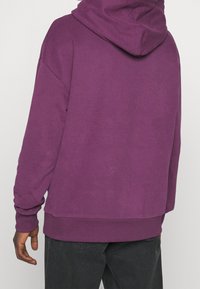 Paarse hoodie met een relaxte pasvorm, ribgebreide manchetten en zoom. Gladde textuur en minimalistisch ontwerp, met geen zichtbare branding.