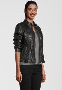 H.I.S MIT STEHKRAGEN - Lederjacke - black