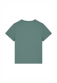 Korte mouwen t-shirt in een gedempte teal kleur, gemaakt van een gladde stof, met een klassieke ronde halslijn en een relaxte pasvorm.