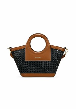 DE MANO PEQUEÑO CON REJILLA DE MIMBRE - Bolso de mano - black