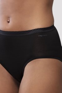 Mutande nere a vita alta con cintura ondulata, texture liscia e un logo discreto sul lato per il branding.
