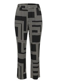 Kaffe Curve KCDONNA  - Bukser - black beige graphic lines