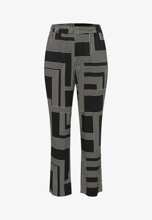 Kaffe Curve KCDONNA - Hlače - black beige graphic lines