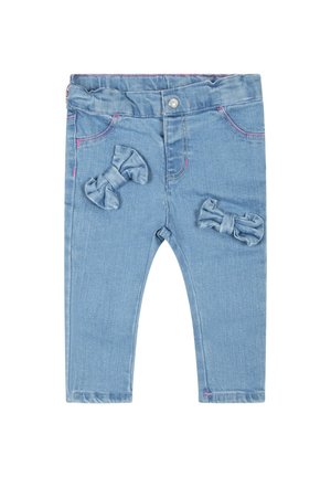 CON FIOCCHI E PATCH LOGATO - Slim fit jeans - blue