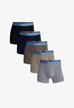 Men's boxers set in black, navy, brown, and gray. Each features a blue elastic waistband with the "CR7" logo and a fitted design.