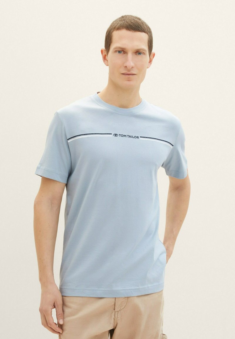 TOM TAILOR CREW NECK - Triko s potiskem - foggy blue