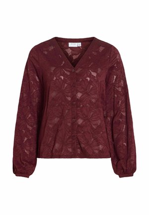 VILA, LONG SLEEVED SHIRT VILANERA V-NECK - Blouse - port royale1