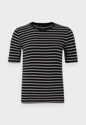 T-shirt a righe bianche e nere, maniche corte, collo tondo, realizzata in morbido jersey di cotone, con righe uniformi e vestibilità standard.